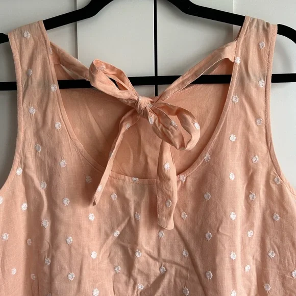 LOFT Peach Polka Dot Sun Dress with Bow - Picture 12 of 16